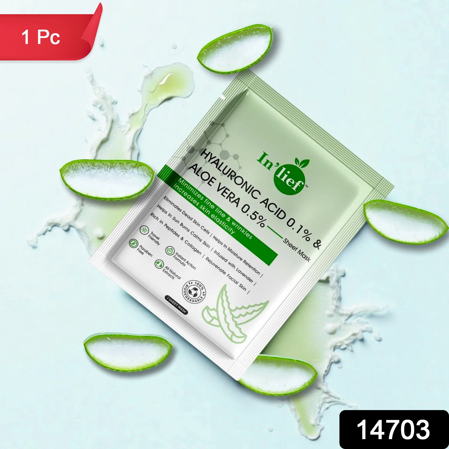 Inlief Hyaluronic Acid 0.1 Aloe Vera 0.5 Hydrating Facial Mask (1 Pc)