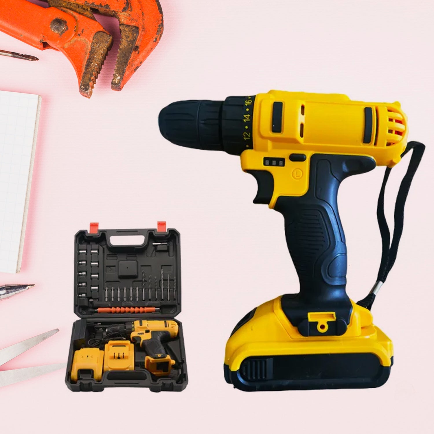 21 V Lithium Double Battery Cordless Drill Set (29 Pcs Set)