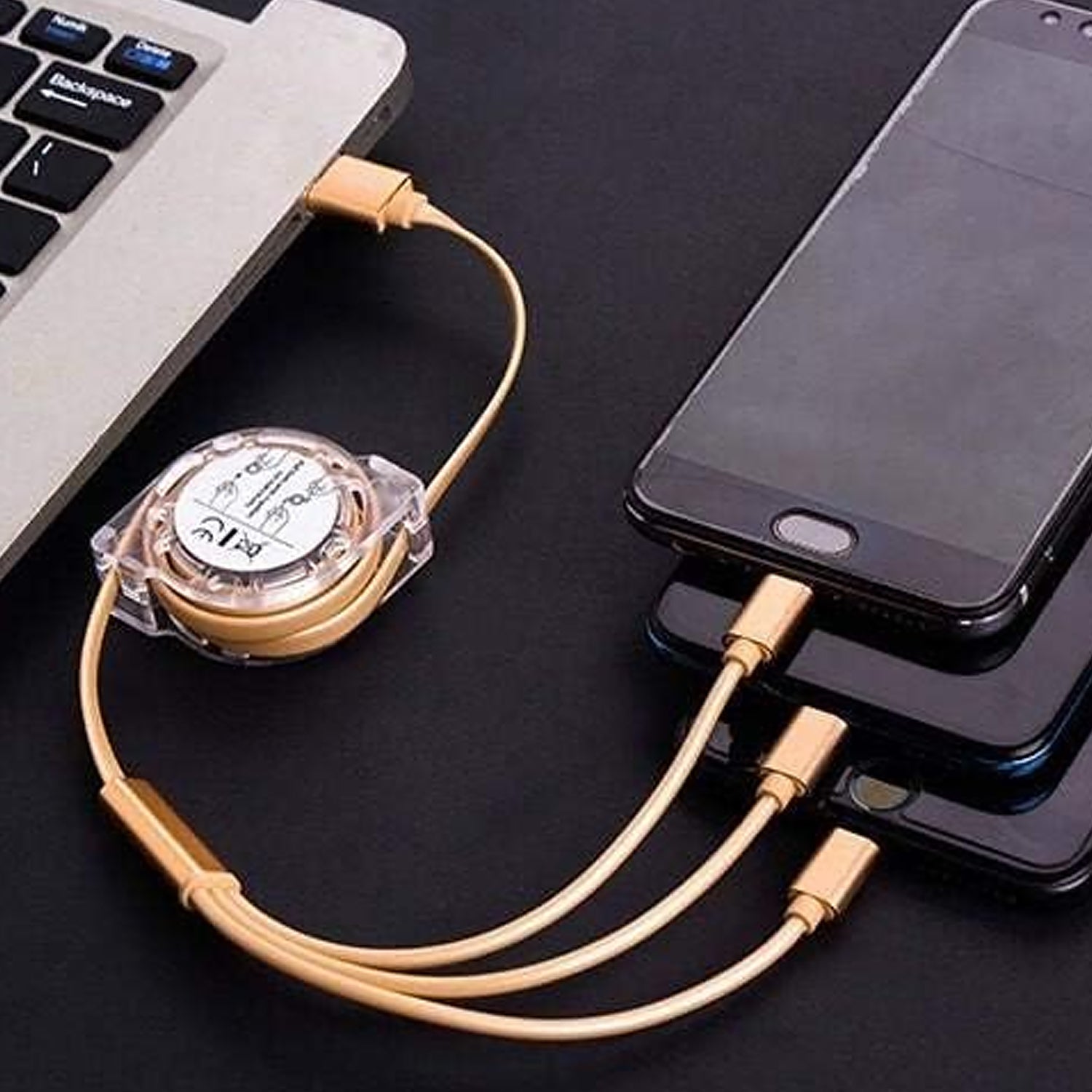 12835 Retractable Charger Charging Cable Micro Usb Cable 3 In 1 Multi Charging Cable Compatible With Phone Type C Micro Android Usb And Other Mobile Devices (1 Pc)