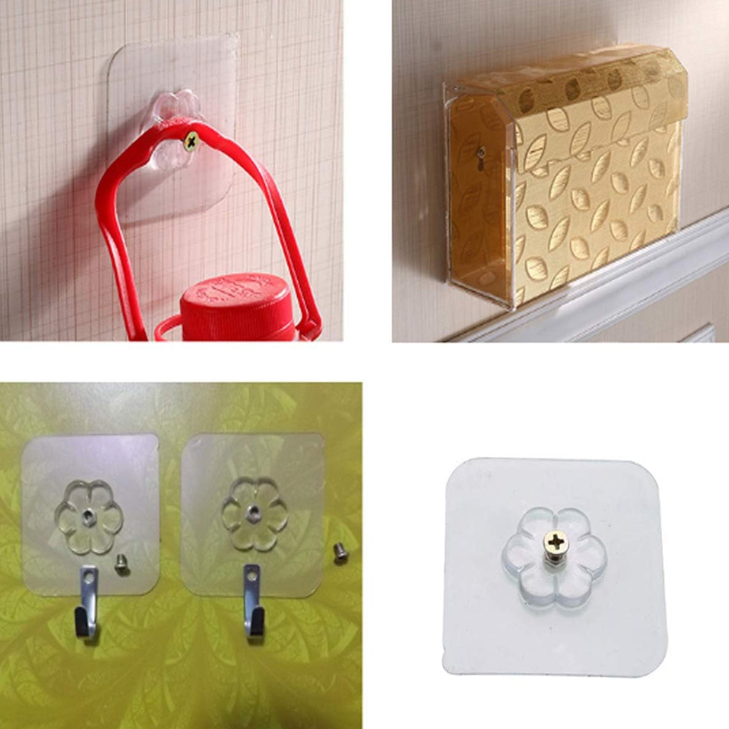 Self Adhesive Hooks Sticker Screw Nut And Bolt Type (4 Pcs Set)