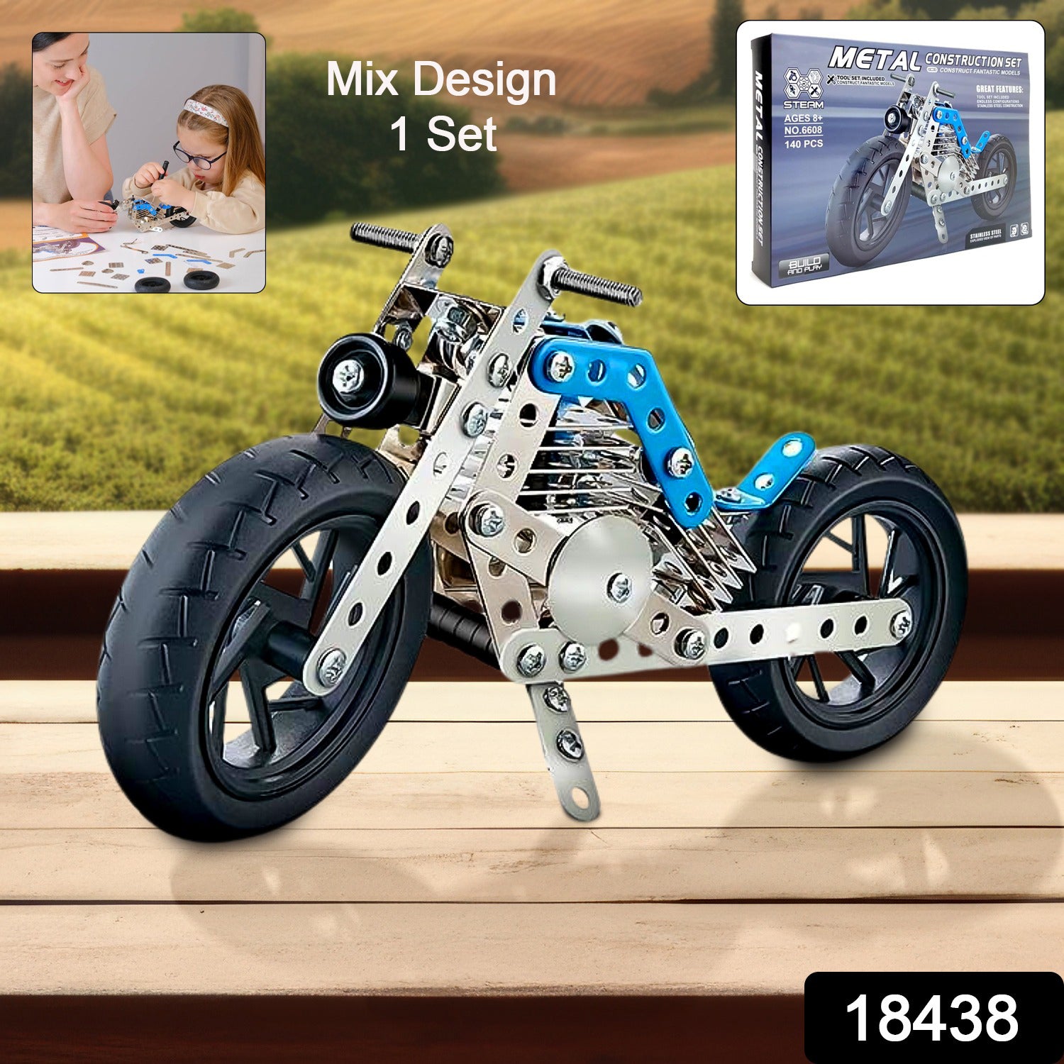 Metal Bike Creative Mechanical Construction Engineering Kit 140 Part Of Bike Tool 1 Set