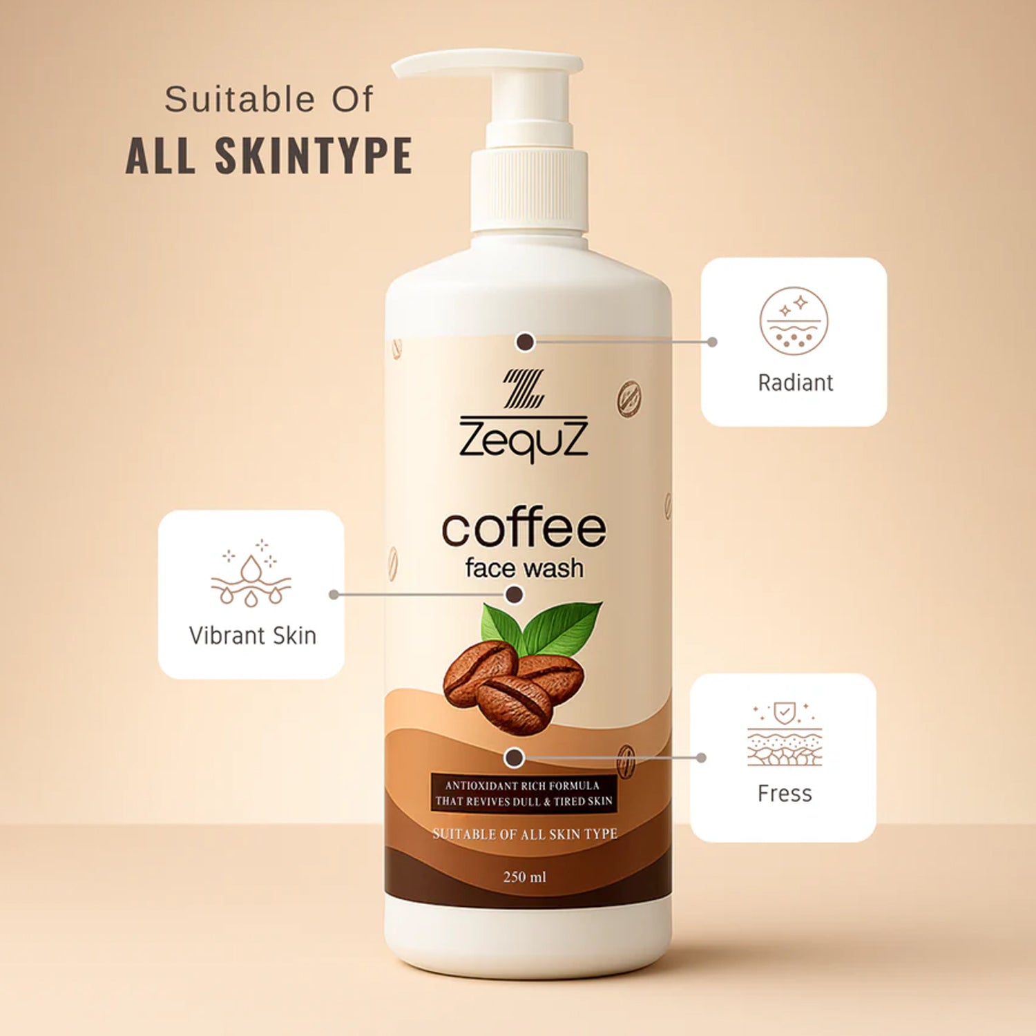 Zequz Coffee Face Wash - (1 Pc 250 Ml)