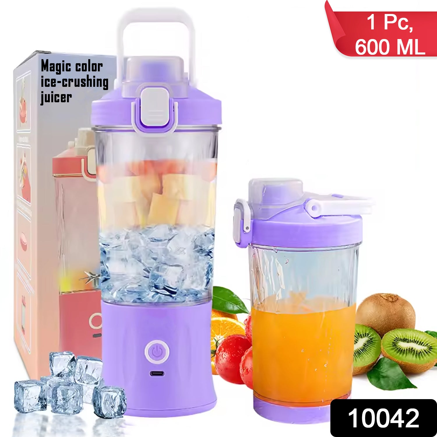 Eletric Crusher Juicer With Multicolor Light 8 Blades (600 Ml Multicolor)