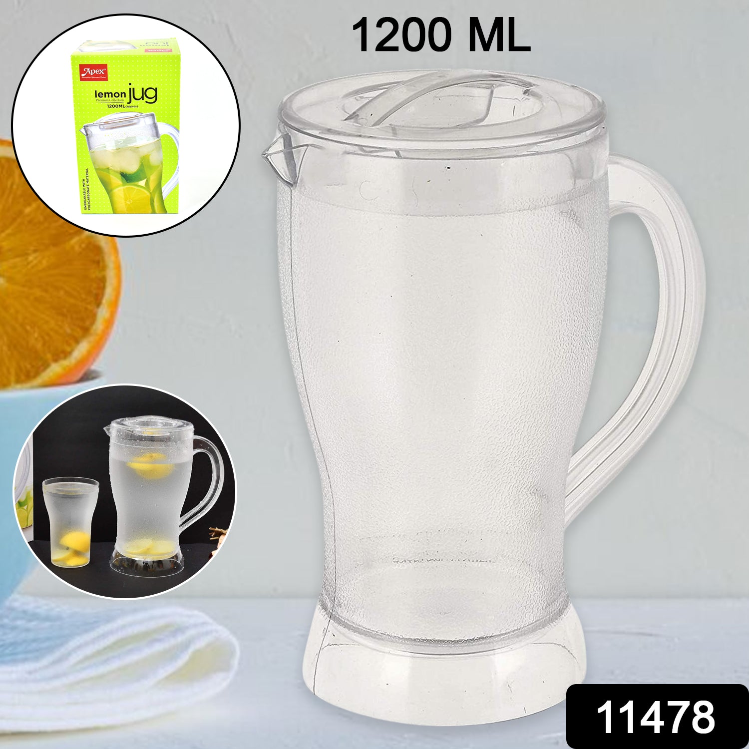 Apex Unbreakable Lemon Jug 1200 Ml (Approx 1 Pc)