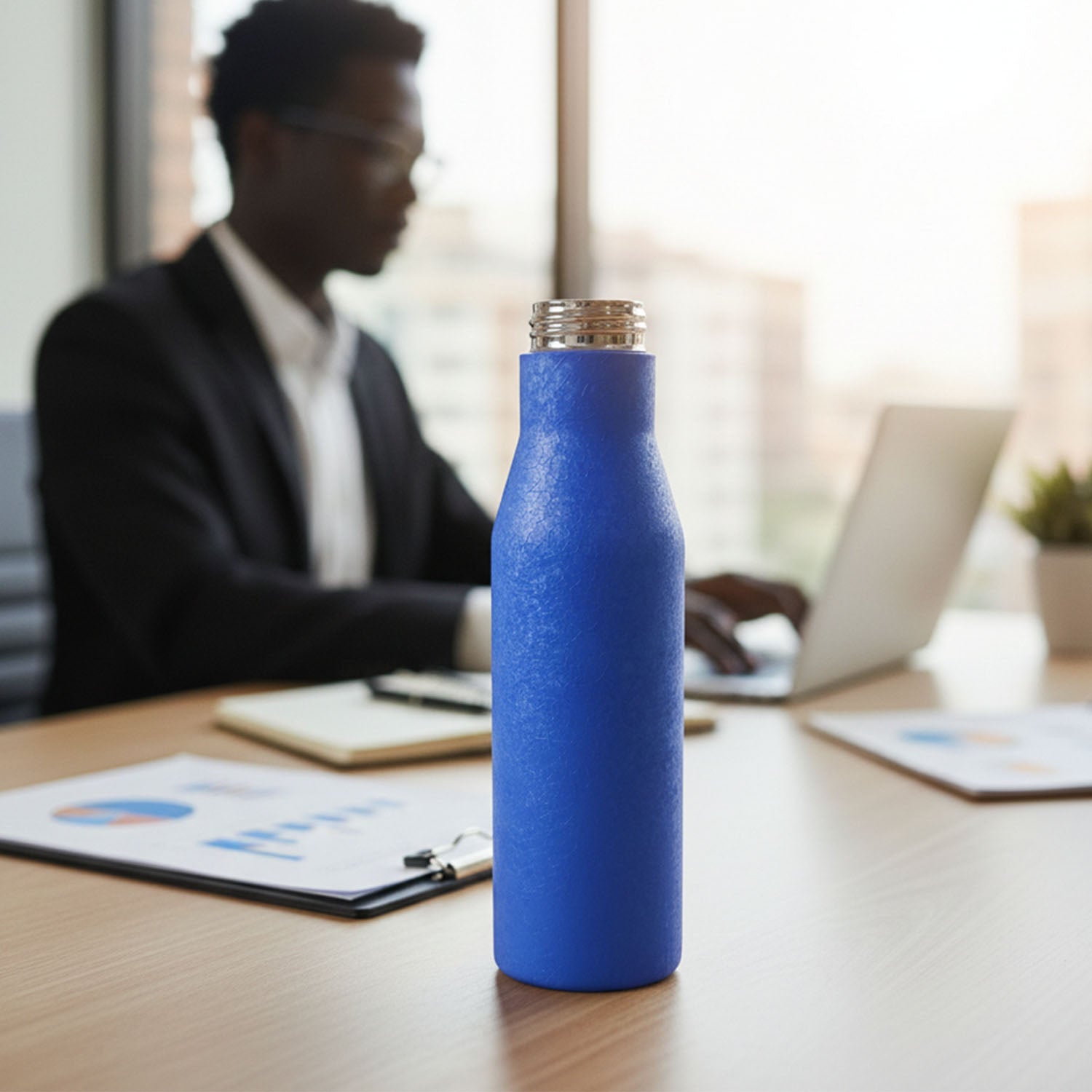 Classic Stainless Steel Water Bottle Blue Color (1000 Ml 1 Piece)