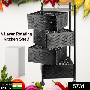 Metal High Qaulity Kitchen Trolley Kitchen Organizer Items And Kitchen Accessories Items For Kitchen Rack Square Design For Fruits Vegetable Onion Storage Kitchen Trolley With Wheels (4 Layer 3 Layer)