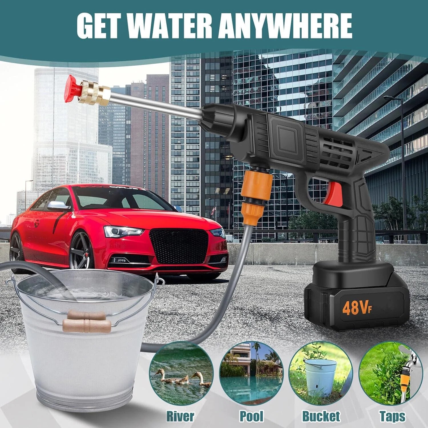 48v Car Washer Gun Water Spray Gun Car Washing Kit (48v With Small Box)
