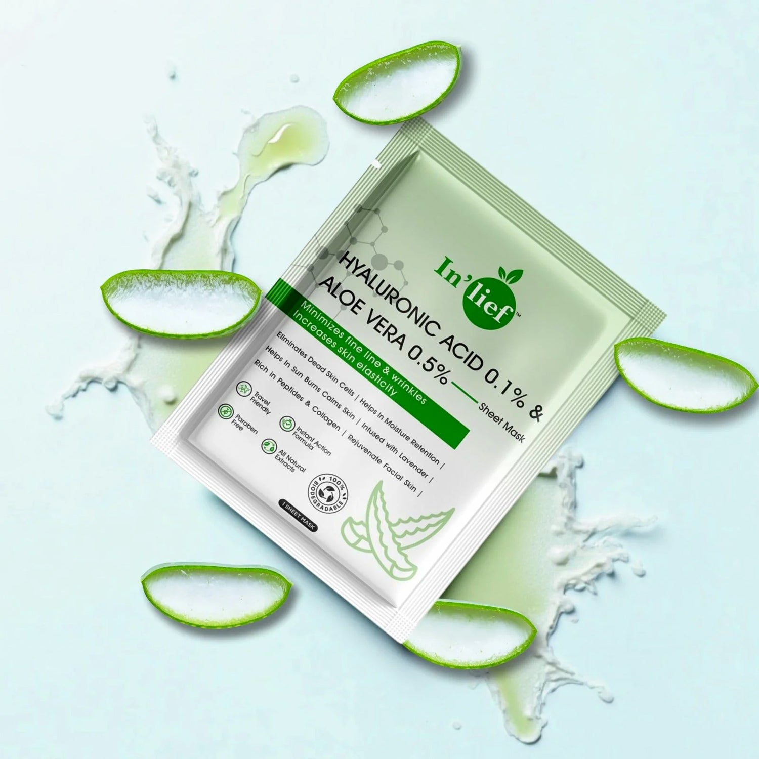 Inlief Hyaluronic Acid 0.1 Aloe Vera 0.5 Hydrating Facial Mask (1 Pc)