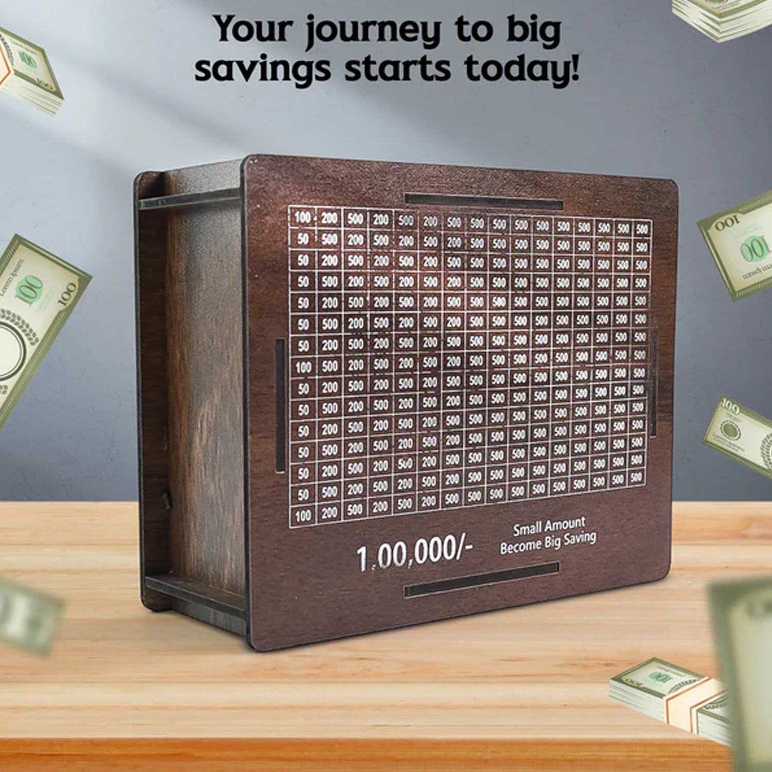 Big Wooden Savings Challenge Money Bank Piggy Bank - (1 Pc)