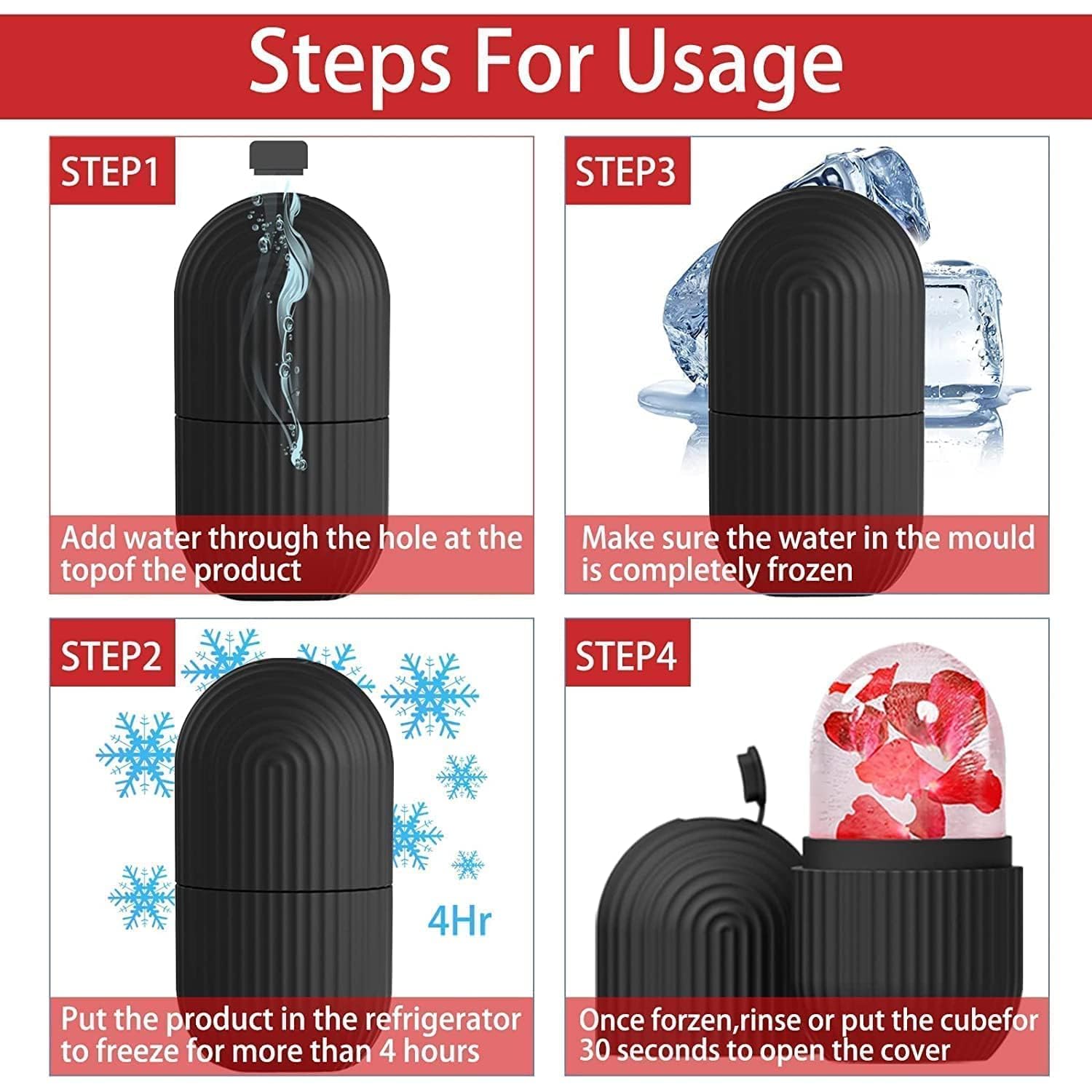 1224b Face Ice Roller Ice Roller For Face Ice Roller For Face Massager Face Ice Treatment Reduce Face Swelling And Under Eye Puffiness (Black)