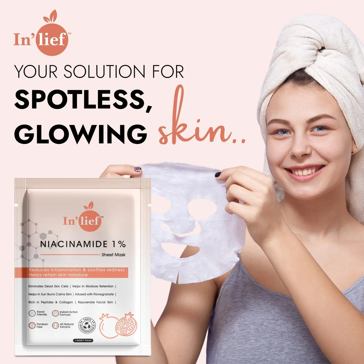 Inlief Niacinamide 1 Hydrating Calming Facial Sheet Mask (1 Pc)