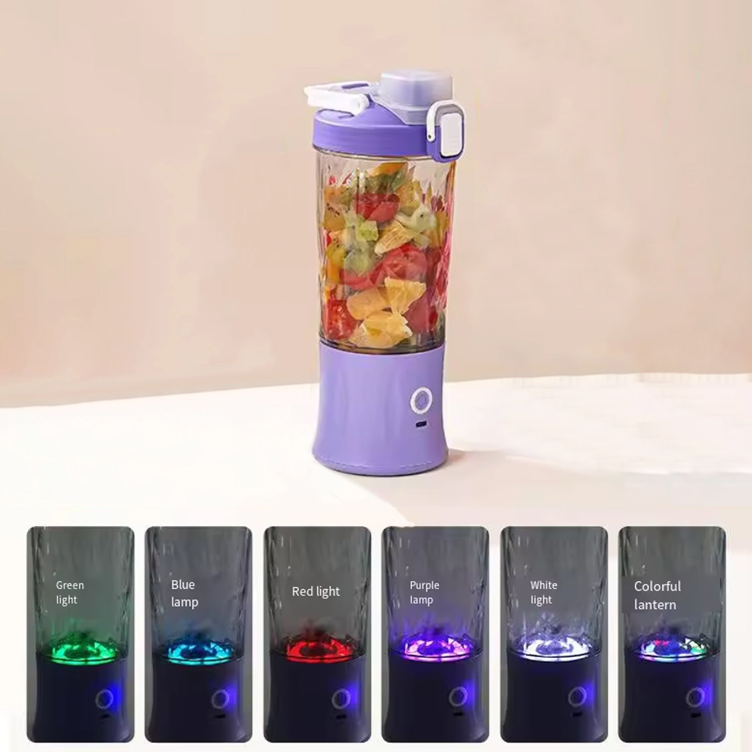 Eletric Crusher Juicer With Multicolor Light 8 Blades (600 Ml Multicolor)