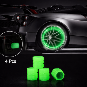 Green car wheel locks with a black sports car in the background