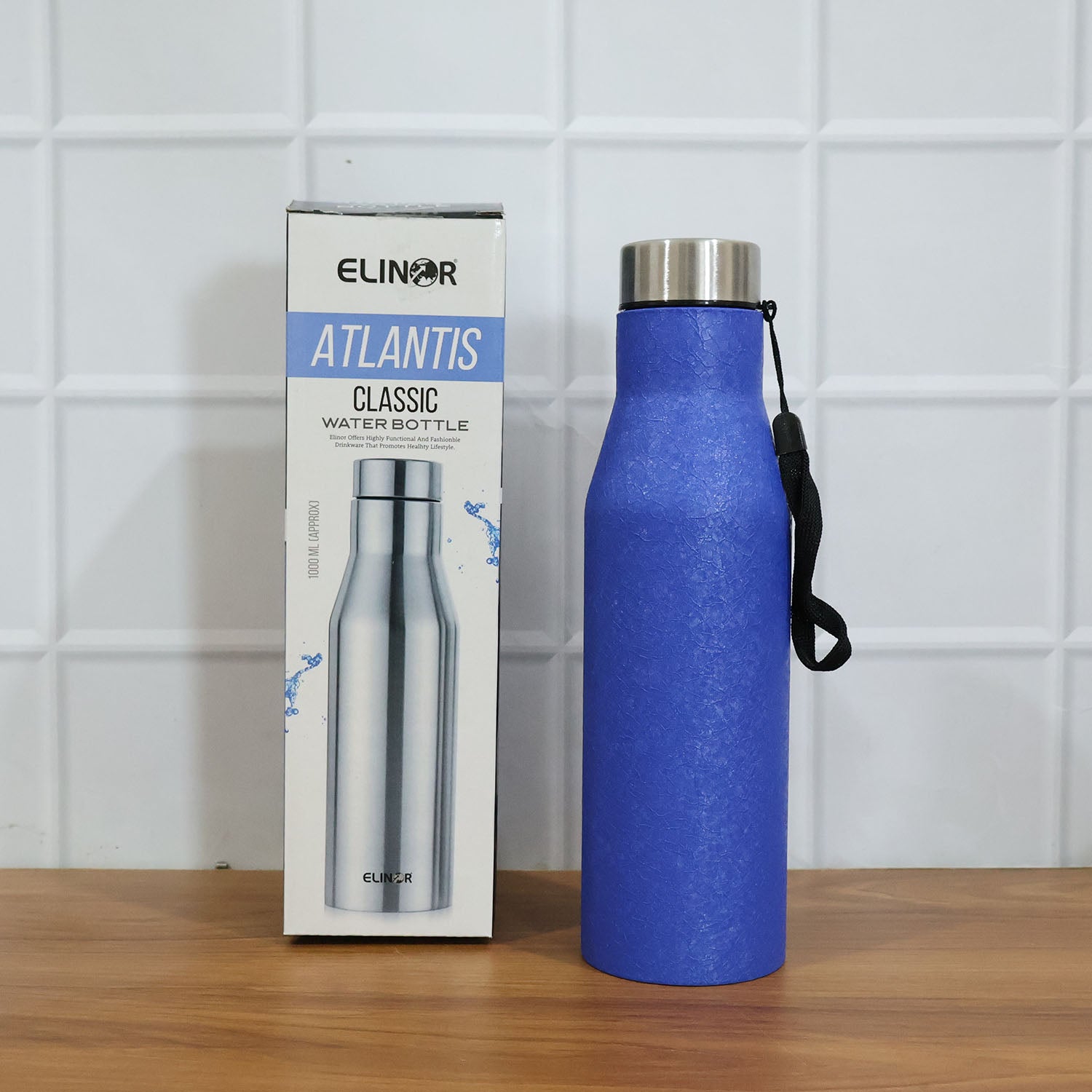 Classic Stainless Steel Water Bottle Blue Color (1000 Ml 1 Piece)