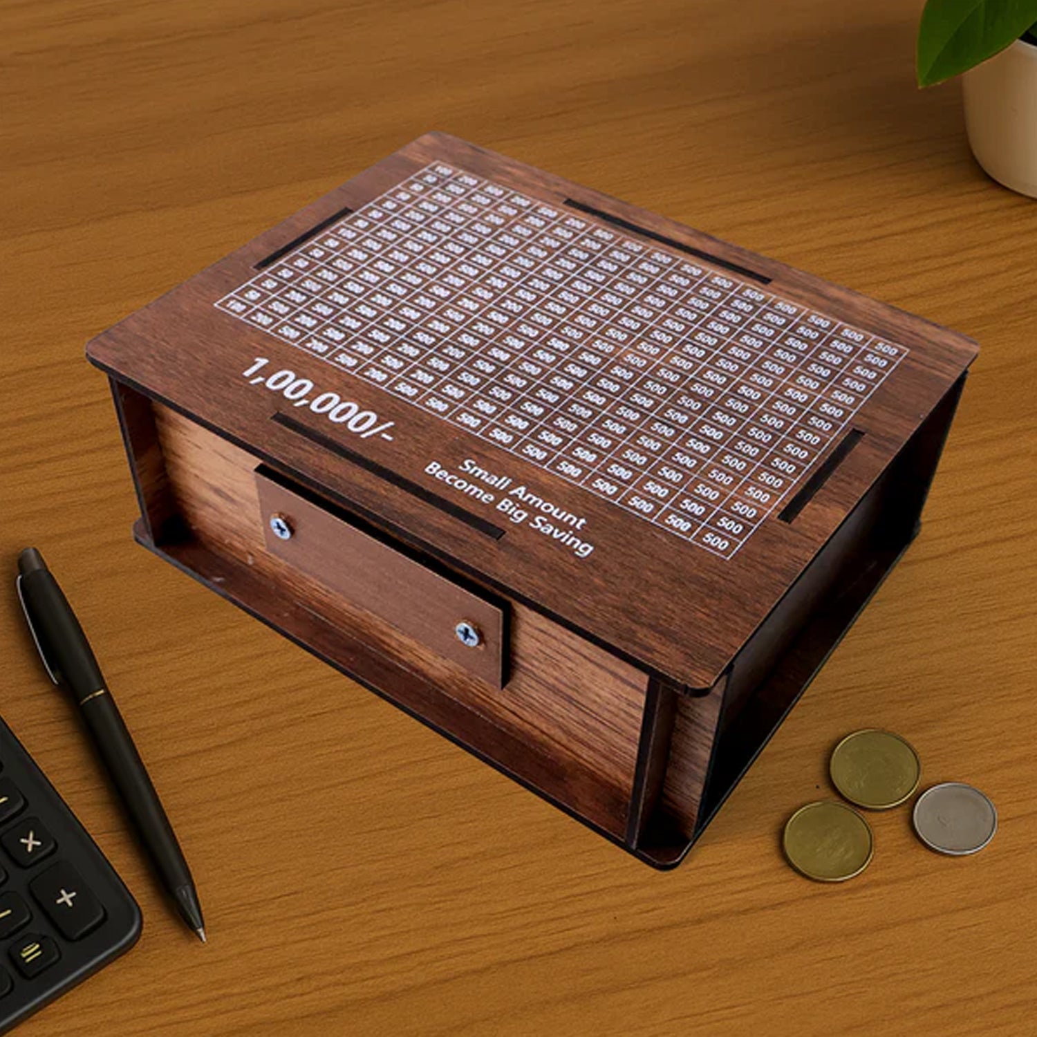 Big Wooden Savings Challenge Money Bank  Piggy Bank - (1 Pc)