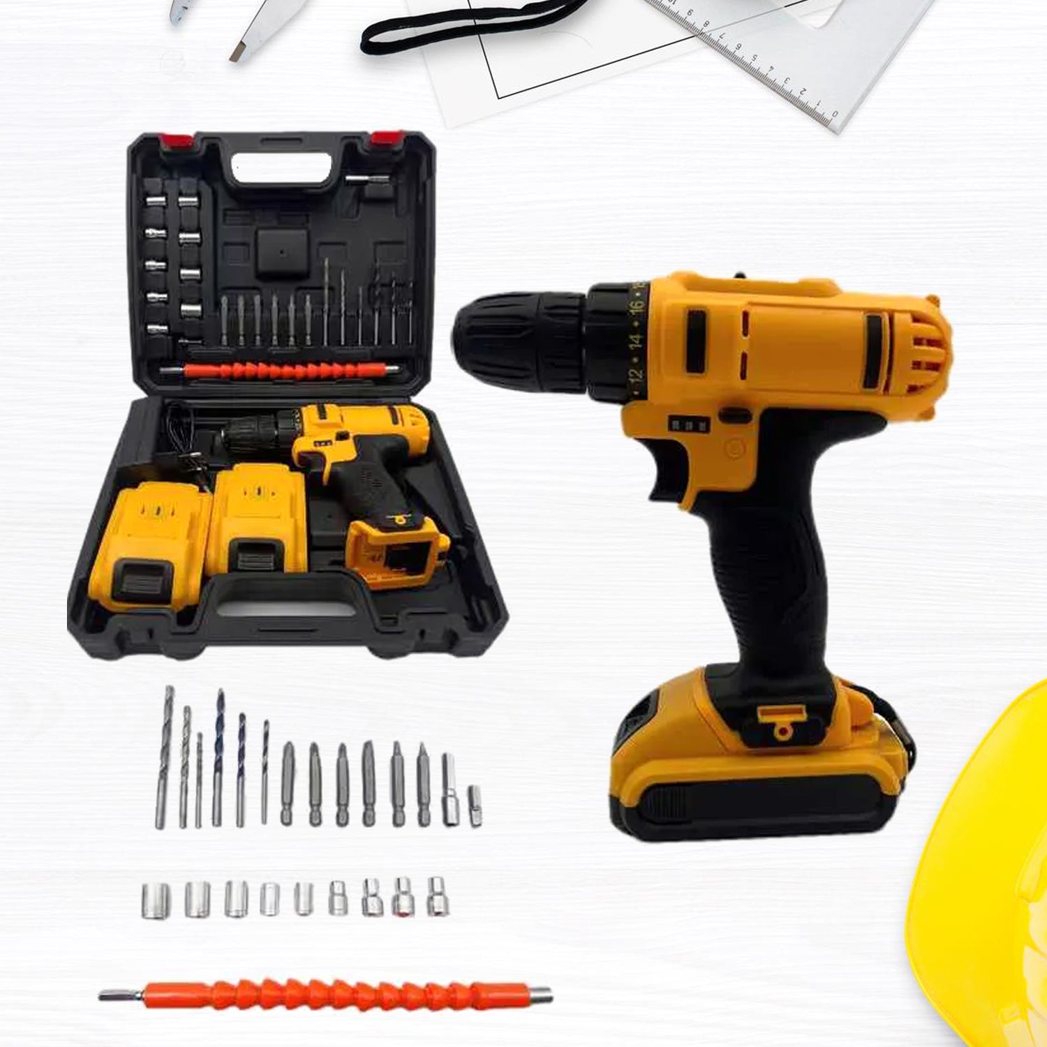 21 V Lithium Double Battery Cordless Drill Set (29 Pcs Set)