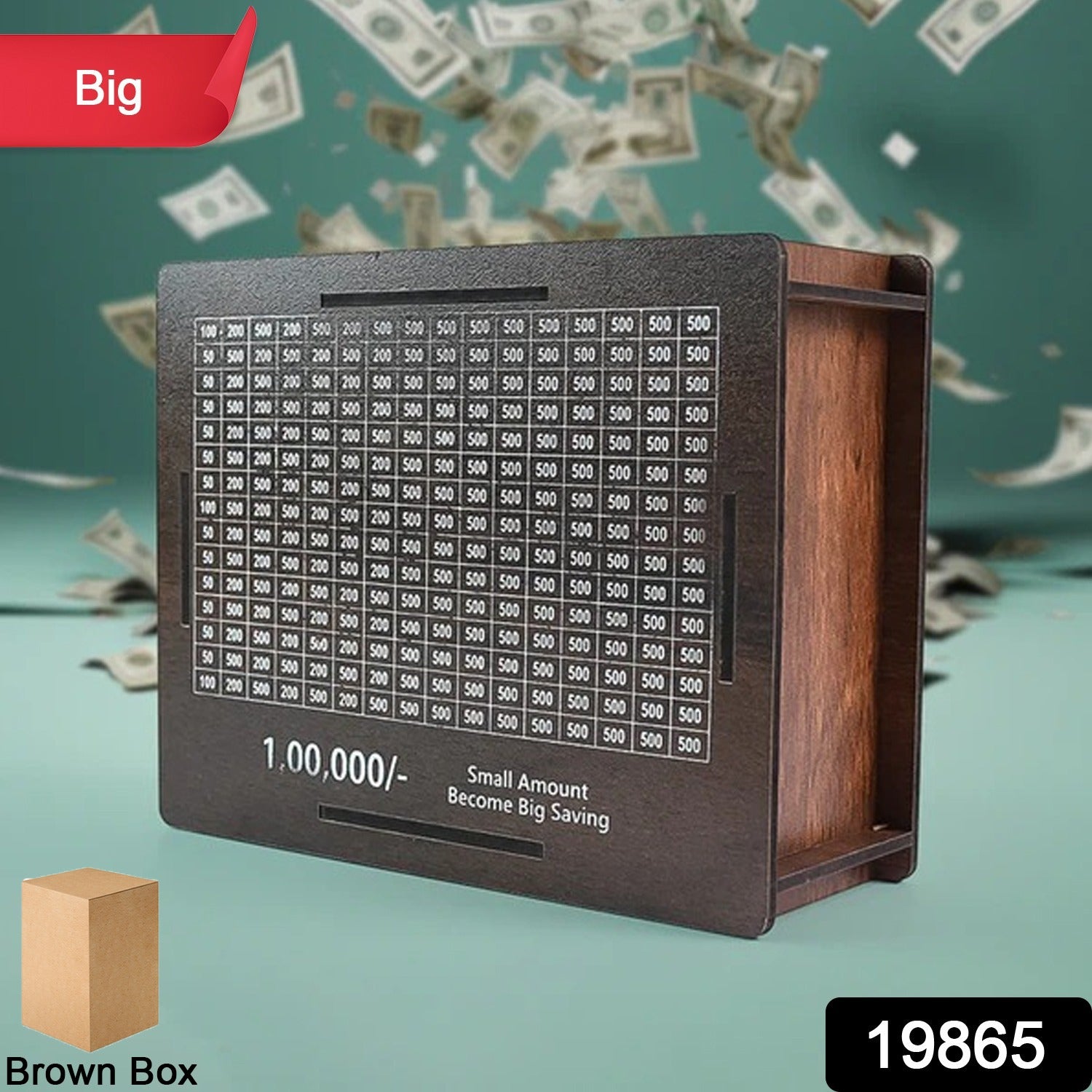 Big Wooden Savings Challenge Money Bank  Piggy Bank - (1 Pc)